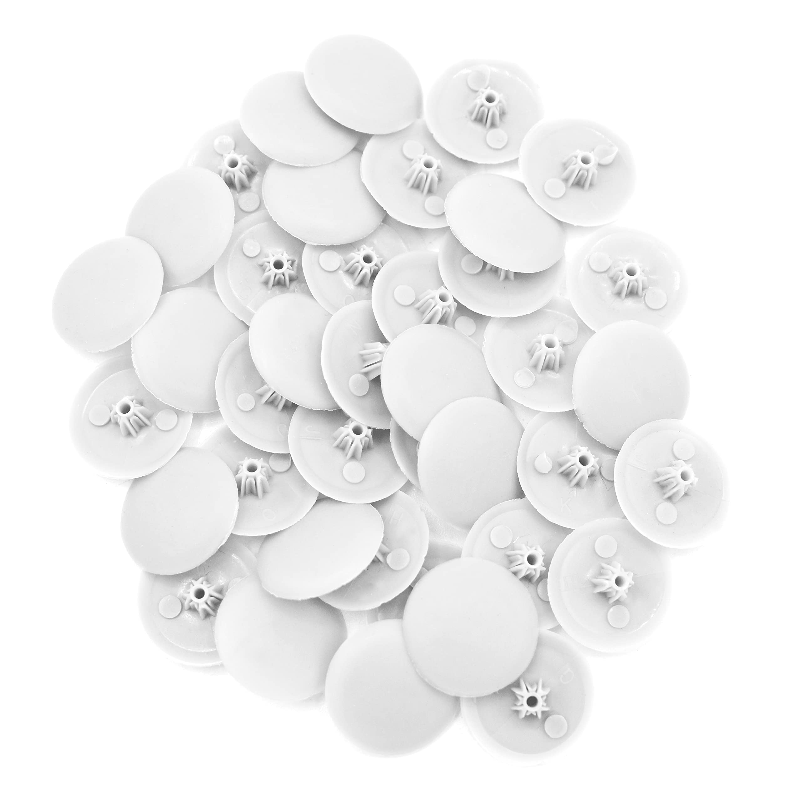 Snap-On Bifix Cover Caps to Use with Phillips Ph2 & Pozidrive Pz2 Pozi Screws - Pack of 50 Biffix Covers : White