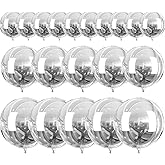 PartyWoo Metallic Silver Foil Balloons 20pcs Different Sizes Pack of 22 15 10 Inch Large Round Foil 4D Inflatable Mirror Ball Mylar Balloons for Graduation Birthday Engagement Party Decorations