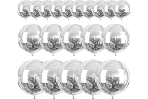 PartyWoo Metallic Silver Foil Balloons 20pcs Different Sizes Pack of 22 15 10 Inch Large Round Foil 4D Inflatable Mirror Ball Mylar Balloons for Graduation Birthday Engagement Party Decorations