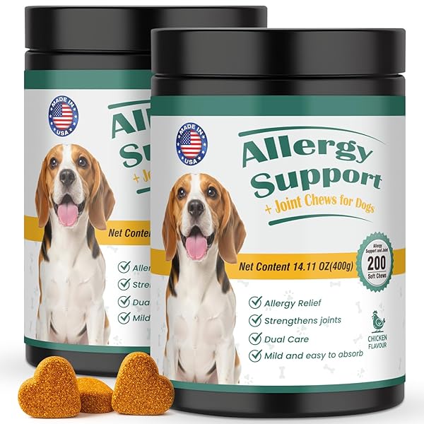 DOG ALLERGY CHEWS 400PCS WITH TURMERIC, DIGESTIVE ENZYMES...