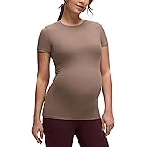 CRZ YOGA Softembrace Maternity Crewneck Short Sleeve Shirts - Soft Casual Pregnancy Tops Going Out Basic T-Shirts for Women