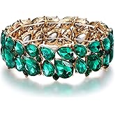 EVER FAITH Women's Wedding Party Jewelry Austrian Crystal 2 Layer Teardrop Stretch Bracelet for Her