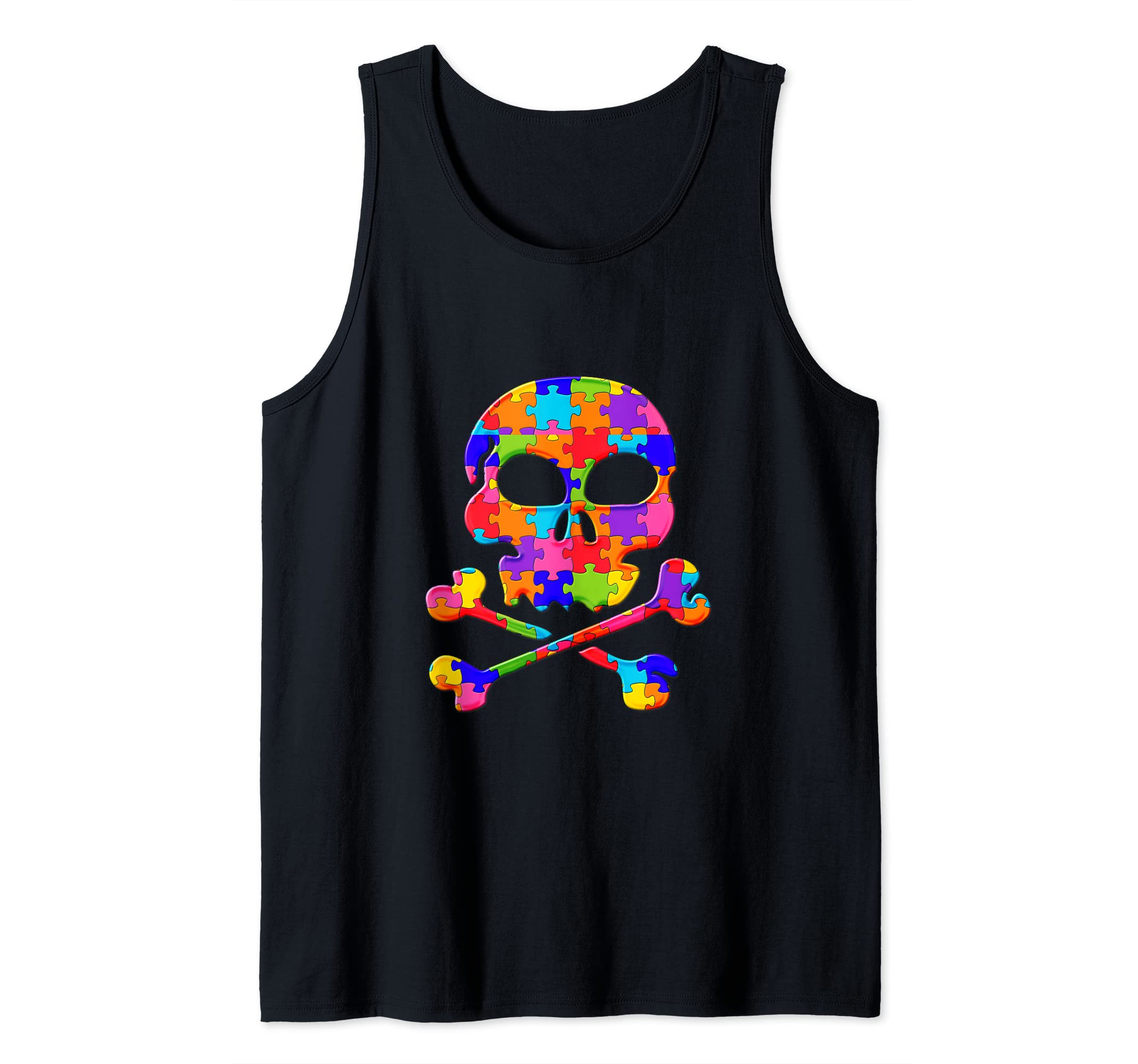 Skull Death, Pirate Bone Puzzle Autism Puzzle Tank Top