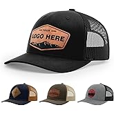 2-Pack Personalized Custom 112 Style Trucker Leather Patch Hat for Men & Women, 6 Panel Structured Baseball Cap with Snapback Enclosure, Engraved Gift For Him & Her