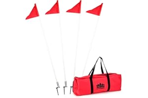 4 Pack of Soccer Corner Flags - Collapsible Spring Loaded Steel Base with Carrying Bag by Crown Sporting Goods