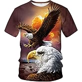 ARORALS Men's Bald Eagle T-Shirt Summer Short Sleeve Tees Tops Animal Theme Shirt Realistic Graphic Shirt