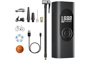 OFISPEED TGBOX Tire Inflator Portable Air Compressor, 150 PSI Cordless Bike Pump with LCD Dual Screen& Emergency Light, Suitable for Cars, E-Bikes, Truck &Motorcycles