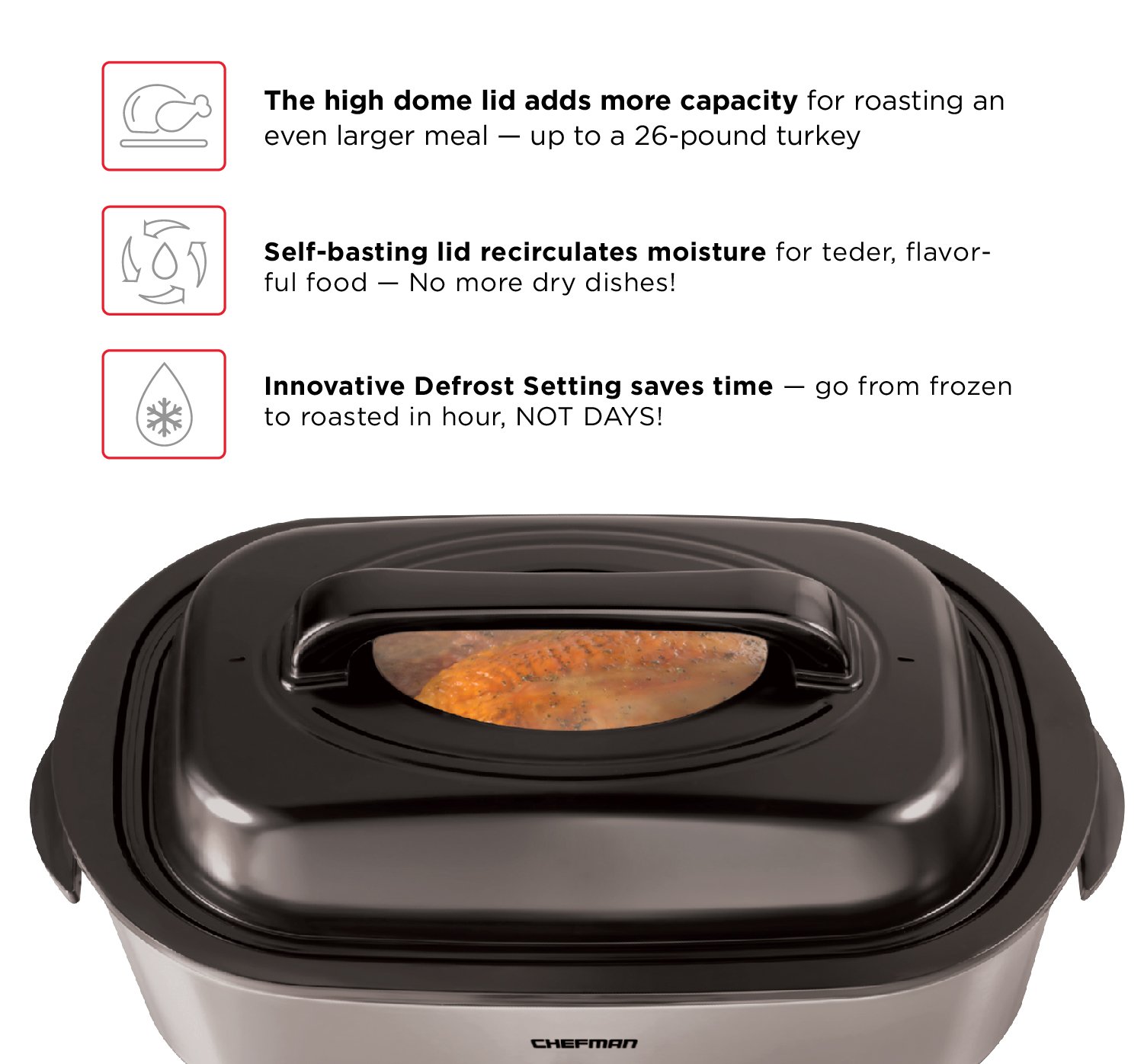 Chefman 20 Quart Roaster Oven Slow Cooker w/Window Viewing Perfect for