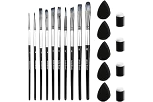 HUIAWAY Face Paint Brush Set, 10pcs Face Painting Brushes and 5pcs Sponges Set for Face Body Painting, Acrylic PaintingWaterc