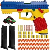 NUOLPIOM Building Brick Shell Ejecting Toy Gun, Block Mini Blaster Gun, Soft Bullet Toy Pistols for Kids, Boys and Girls (Blue)