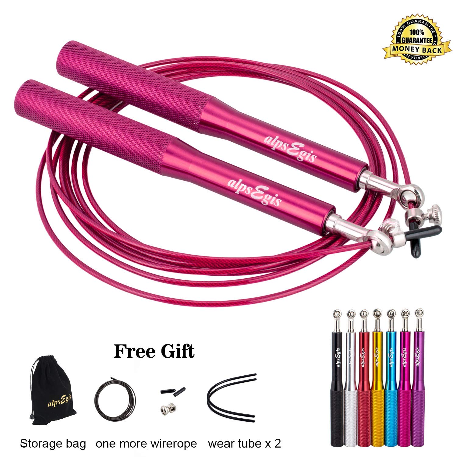 alpsegis Jump Rope Skipping Ropes for Women Men Weighted Jump Rope Kids with Aluminum Handles and Wire Rope 5billion Speed Jump Rope Skipping Ropes for Crossfit Training,Boxing,General Workouts
