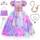 Meland Light Up Princess Dress for Girls Ages 3-10, Dress Up Toy Gift Set | Designed for party, Christmas Birthday gift, Halloween costume, detailed with sequin bodice, soft lining, comfortable to wear