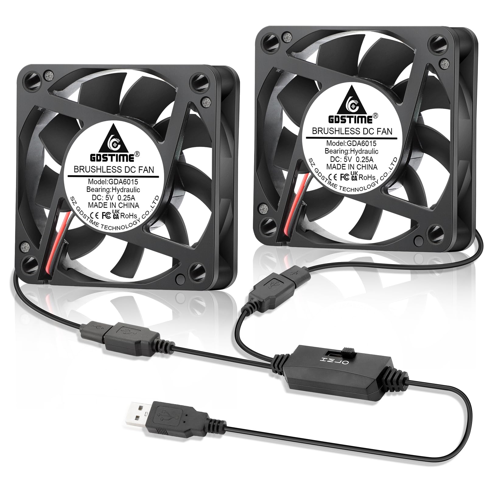 GDSTIME USB 60mm Computer Fan 6015 60mm x 15mm USB Cooling Fan DC 5V 3500 RPM for 3D Printer Small Appliances Cooling or 60mm Fans Replacement