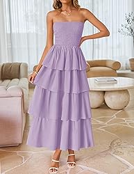 ZESICA Women‘s Summer Boho Strapless Maxi Dress