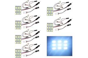 YM E-Bright 6-Pack Cool White 5730 9SMD Led Panel Dome Light Auto Car Reading Interior Light DC 12V With T10 / BA9S / Festoon Adapters