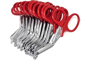 A2Z SCILAB Set of 12 Trauma Paramedic EMT Shears Scissors 7.25"- Made of Premium Quality Stainless Steel - Ideal Gift for EMT, Nurses doctors Firefighter and more (Red)
