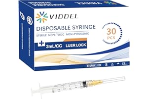 VIDDEL 30pcs 3ml/cc 25G 5/8 inch Industrial Scientific Accessories, Refilling Liquid, Individually Wrapped