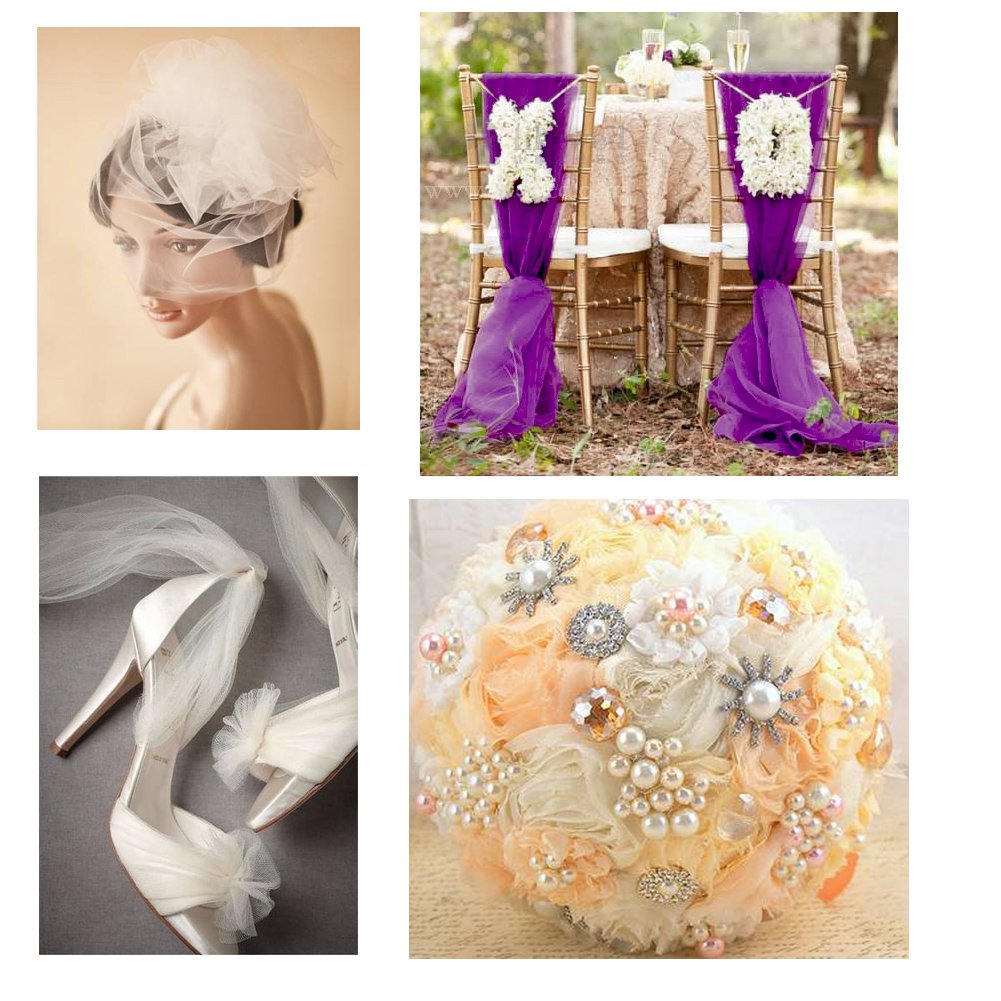 IBEILLI Tulle Fabric Rolls 4 Spools 6in x 25 yards for Craft Wedding Party Decorations Tulle Ribbon Bolt