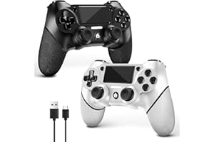 AceGamer 2 Pack for PS4 Controller, Wireless Controller for PS4/Pro/Slim/PC, with Non-Slip Grip of Both Sides and USB-C Cable! (Black and White)