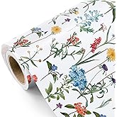 WRAPAHOLIC Floral Wrapping Paper Roll - Mini Roll - 17 Inch x 9.8 Feet - Wildflower Wrapping Paper Perfect for Girls Women Birthday, Wedding, Bridal Shower