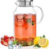 128oz Glass Pitcher with Lid,1 Gallon Glass Water Pitcher Hot/Cold Water Jug, 3.7LJuice and Iced Tea Beverage Carafe with Lid