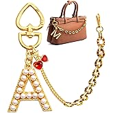Pearl Initial Keychain with Leopard Bag Charms Wallet Chain Women Cute Alphabet Keychains Charm for Purse Handbag