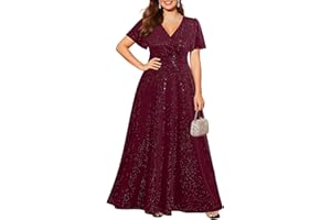 Pinup Fashion Women Plus Size Formal Dresses - Evening Gowns Wedding Guest Glitter Prom Long Dress
