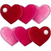Lanmerry 2Pcs Velvet Heart Hair Clips for Girls Red Hearts Clips Valentines Day Hair Accessories for Women Girls Pink Cupid Costumes