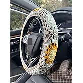 YDMZZB Handmade Crochet Sun Moon Car Steering Wheel Covers Universal 14-15 inch,Cute Steering Wheel Cover,Car Accessories (Steering Wheel Cover)