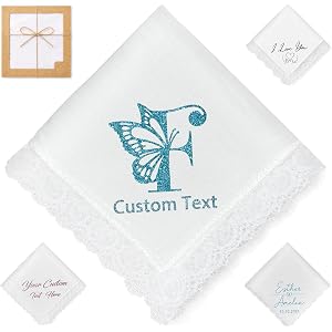 Custom Handkerchief Personalized Wedding Handkerchiefs with Glitter Monogram Name Initials,Customized Bridal Shower Graduatio