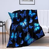 Butterfly Blanket Blue Butterflies Throw Blanket Ultra Soft Flannel Beautiful Butterfly Blanket Gifts for Adults Kids 60