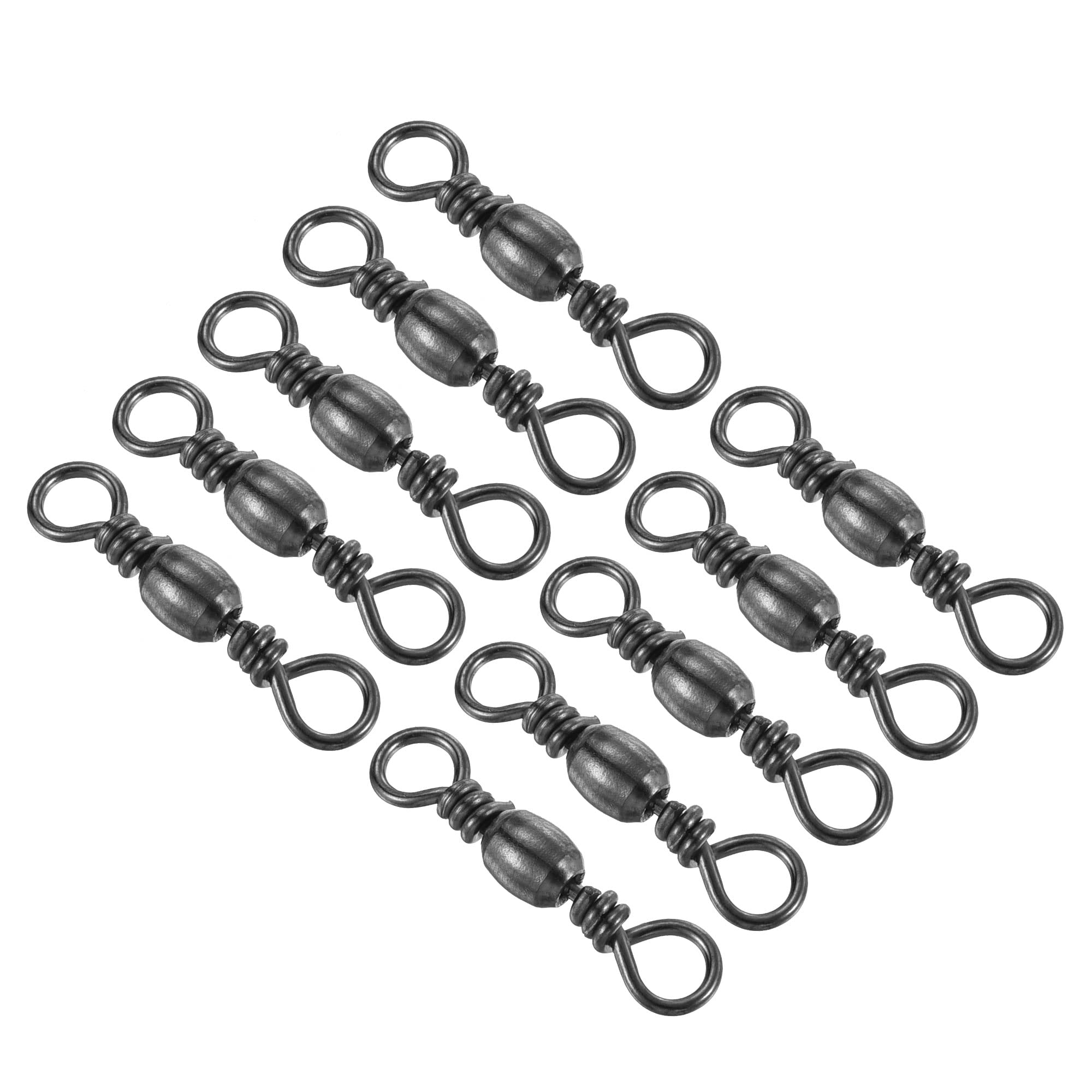 PATIKIL Fishing Barrel Swivels, 50Pcs 55LBS Stainless Steel Solid Ring Terminal Tackle for Saltwater Freshwater Fishing, Black