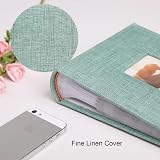 Vienrose Photo Album 200 Pockets Linen Cover 6x4 Window Memo Pages Green view 3