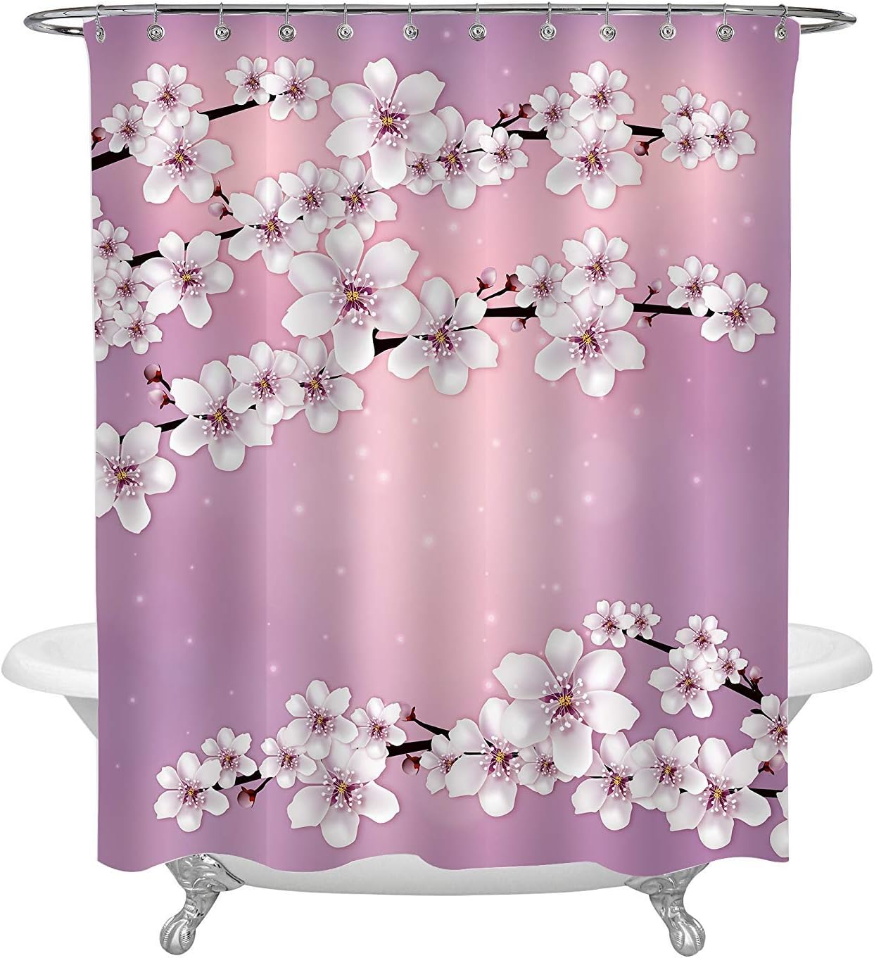 Asian Bathroom Decor Japanese Cherry Blossom Sakura Buds Springtime Scene Seasonal Image Print Shower Curtain Polyester Fabric With Hooks 72 X 78 Inches Amazon Co Uk Kitchen Home