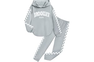 KANGKANG Girls Clothes Fall Winter Outfits Graphic Hooded Sweatsuits Sweatpants 2Pcs Set