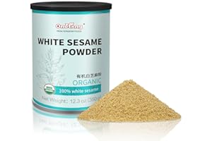 ONETANG Organic White Sesame Powder,No Sugar,Plant Based,Low Temp Roasted,HALAL,NON-GMO,White Sesame Paste 12.3 Oz (350g)