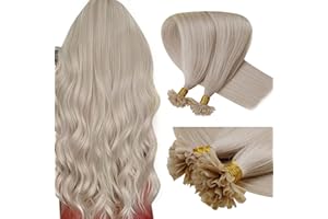 LaaVoo U Tips Keratin Hair Extensions Human Hair Platinum Blonde U Tip Fusions Hair Extensions Remy Pre Bondeds Human Hair 14 inch 50g/50s