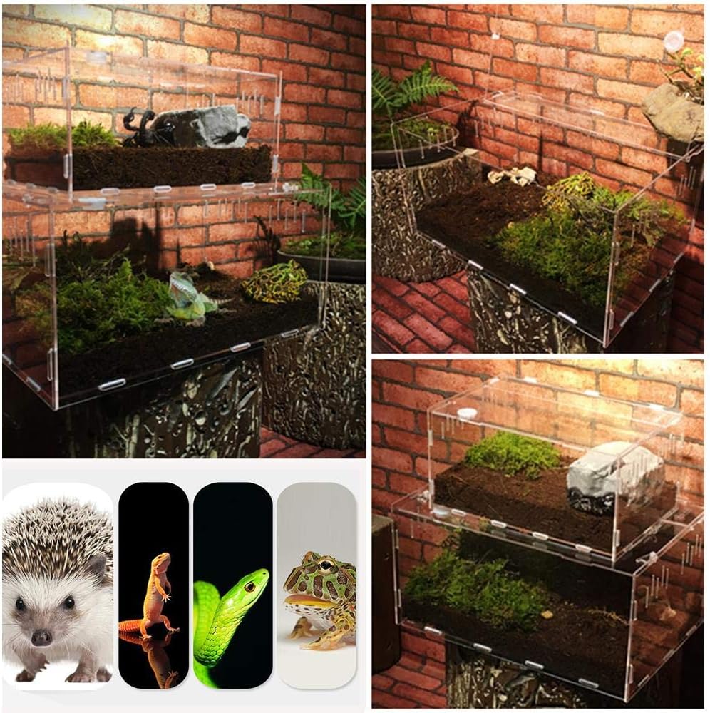 Acrylic Transparent Pet Reptiles Box Breeding Tanks Container For Lizard Chameleon Spider Snake Other Reptiles 29cmx19.6cmx15cm