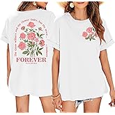 Boho Christian Shirts for Women Oversized Vintage Floral Tshirt Religious Jesus Tees Bible Verse Short Sleeve Faith Tops