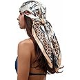 RIIQIICHY Head Scarf for Women Like Silk Scarf Hair Scarf Printed Square Scarf Bandanas for Women 35 Inches