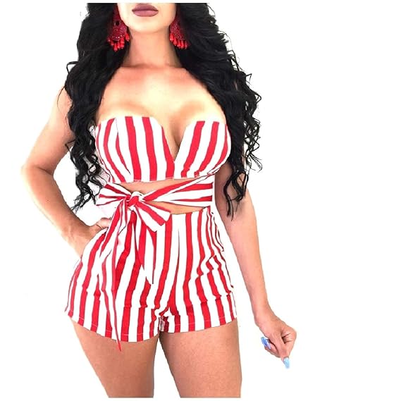 red two piece romper