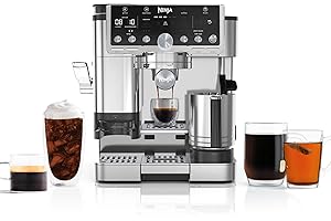 Ninja Luxe Café Pro Series, Espresso Machine, Drip Coffee, Cold Brew, Hot Water, Integrated Tamper, Built-in Grinder, Hands-Free Frother for Cappuccinos, Lattes, Americanos, Dairy or Non-Dairy, ES701