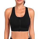 JoyGirl High Impact Zip Front Sports Bras for Women Padded Yoga Workout Crop Top Push up Sports Bra