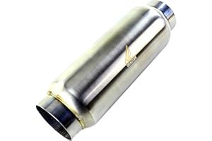 TOTALFLOW 12102 Mini Race Exhaust Muffler | 304 Stainless Steel | 2" Inner Diameter Inlet - 2" Outer Diameter Outlet