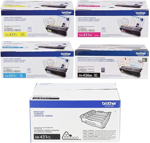Brother MFC-L8900CDW Toner Cartridge Set (TN436BK & TN431CL) with Drum Unit (DR431CL): Buy 