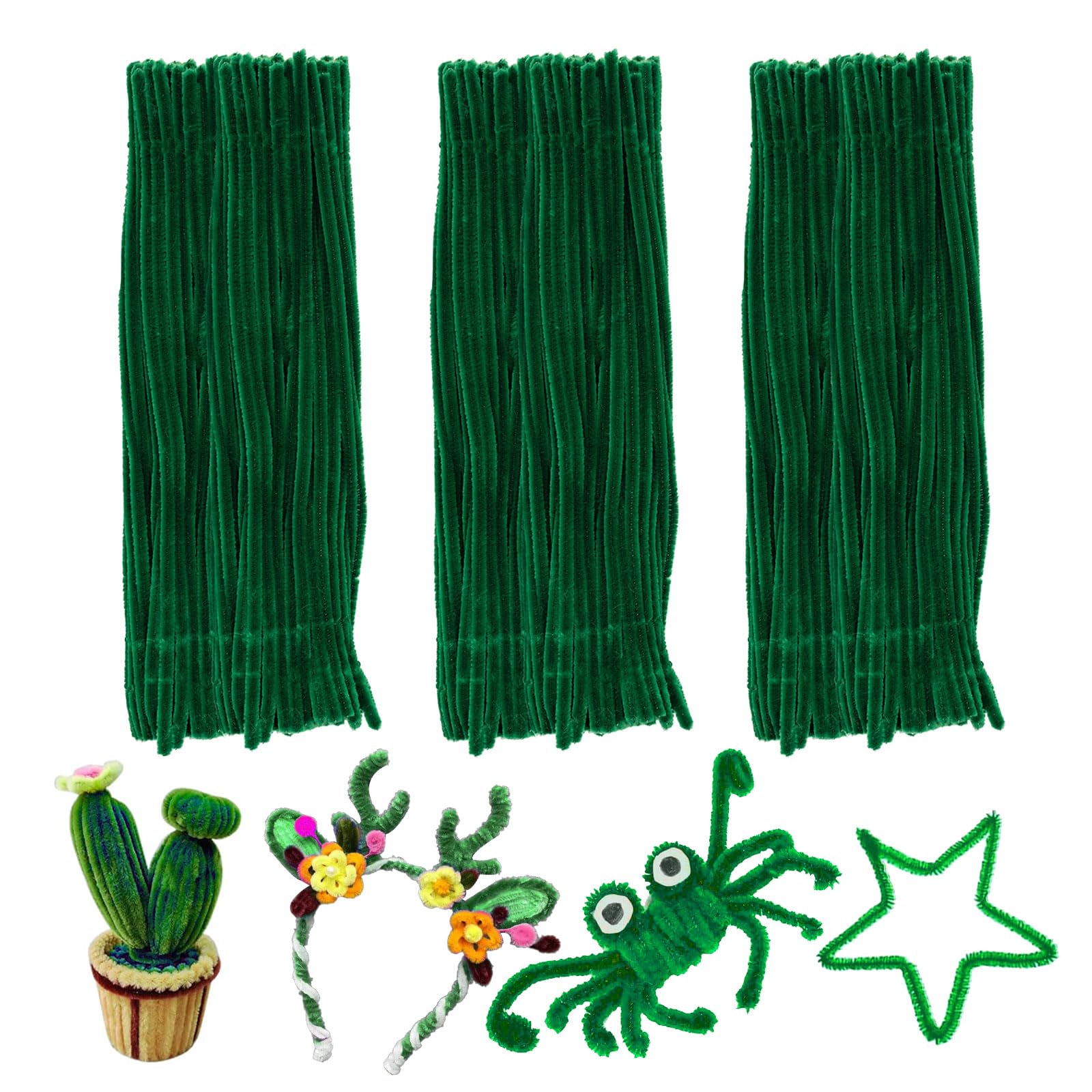 Green Pipe Cleaners,300pcs Christmas Craft