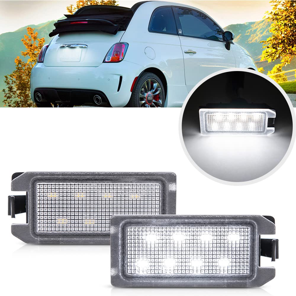 Photo 1 of 2Pcs LED License Plate Lights Number Lamp for Fiat 500 Dodge Viper J'eep Grand Cherokee Powered by High Power SMD Xenon White LED Error Free