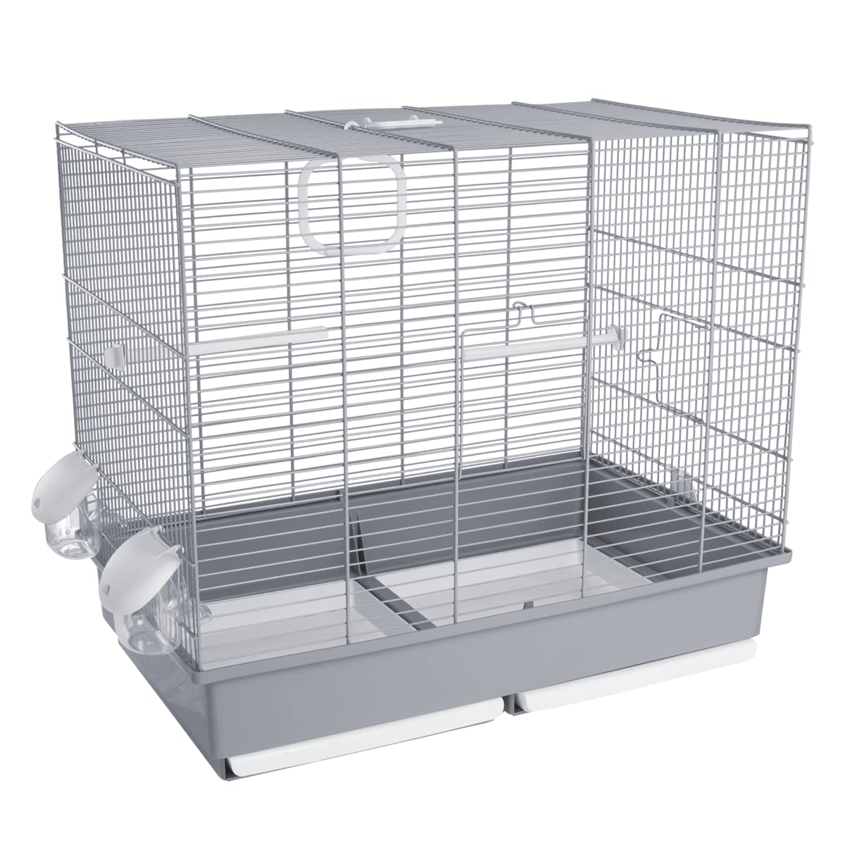 KATIX Voltrega Vidal Bird Cage in with Green Base, 58½ x 36 x 51½ cm, Large, Grey