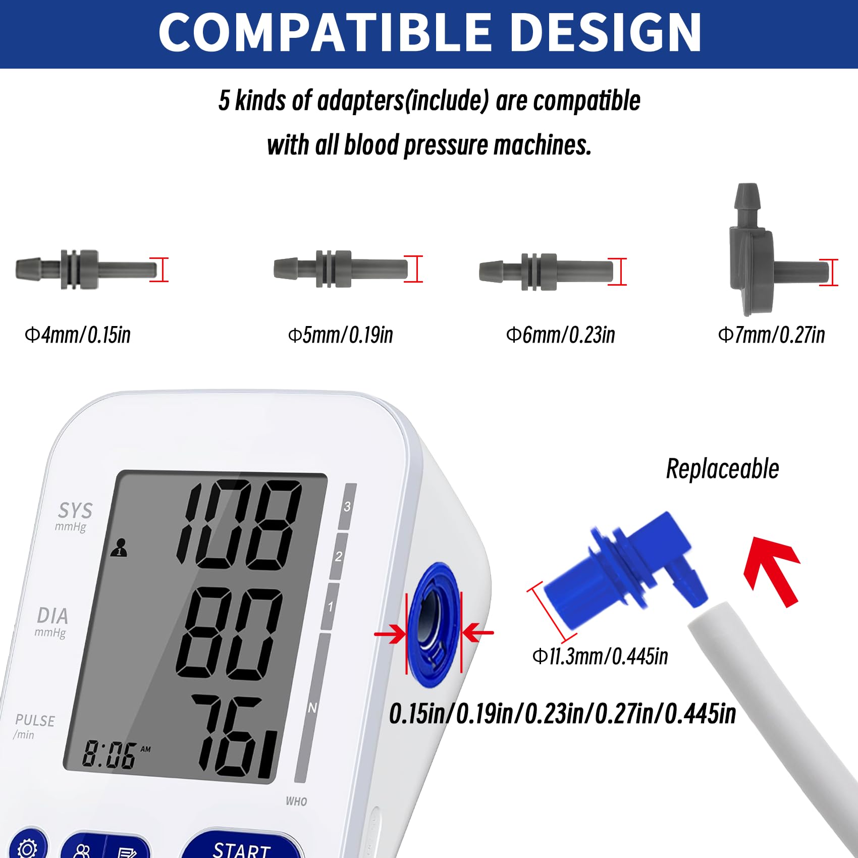 Child Small Cuff Compatible with Most BP Monitors 5.5”-9.5” Inches (14-24CM) Blood Pressure Cuff ARM BP Replacement Cuff for Pediatric and Women S(Small)