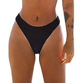 CUPSHE Women's Bikini Bottom High Cut Mid Waist Cheeky Bathing Suit